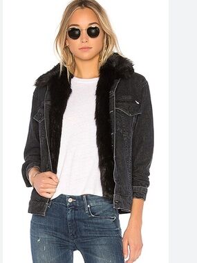 MOTHER The Furry Faux Fur Drifter Jacket in Black Cat Fever